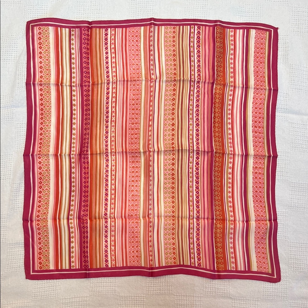 Vintage Silk Striped Pink and Orange Scarf